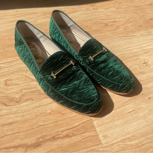 |Sam Elderman| Emerald Green Velvet Leather Loafers Woman’s Size 10.5 - Picture 2 of 8